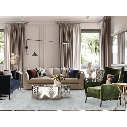 8'8"X12' Hand Knotted Ivory Vintage Farsian Karman Worn Wool Rug