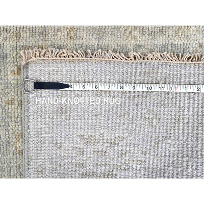 2'5"X8'4" Oyster Gray Oushak Design Hand Knotted Pure Wool Runner Rug