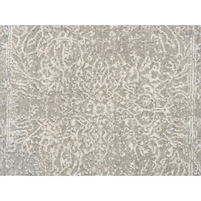 2'7"X12' Beige Wool And Silk Hand Loomed Fine Jacquard Round Rug