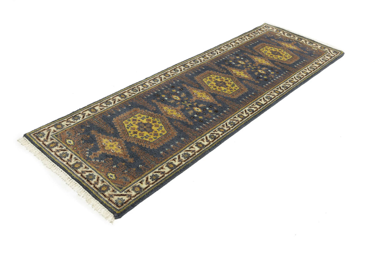 Indo-Viss Oriental Runner Rug Tribal Geometric