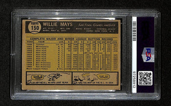 1961 Topps Willie Mays Hof Signed #150 Card San