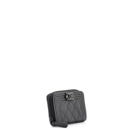 Chanel So Black Boy Zip Coin Purse Quilted Caviar Small