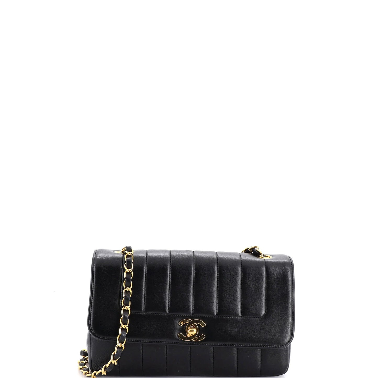Chanel Vintage Cc Chain Flap Bag Vertical Quilt Lambskin Small