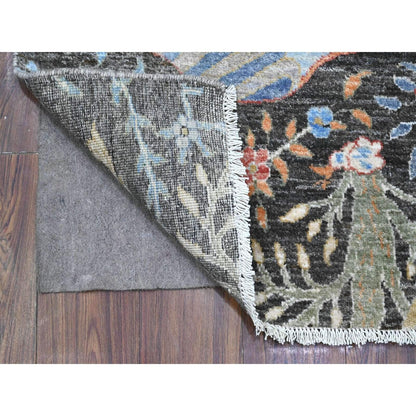 2'6"X17'9" Gray Peshawar Hand Knotted Wool Birds Paradise Xl Runner Rug