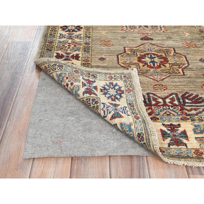 2'10"X8'3" Ecru Color Wool Hand Knotted Afghan Super Kazak Runner Rug