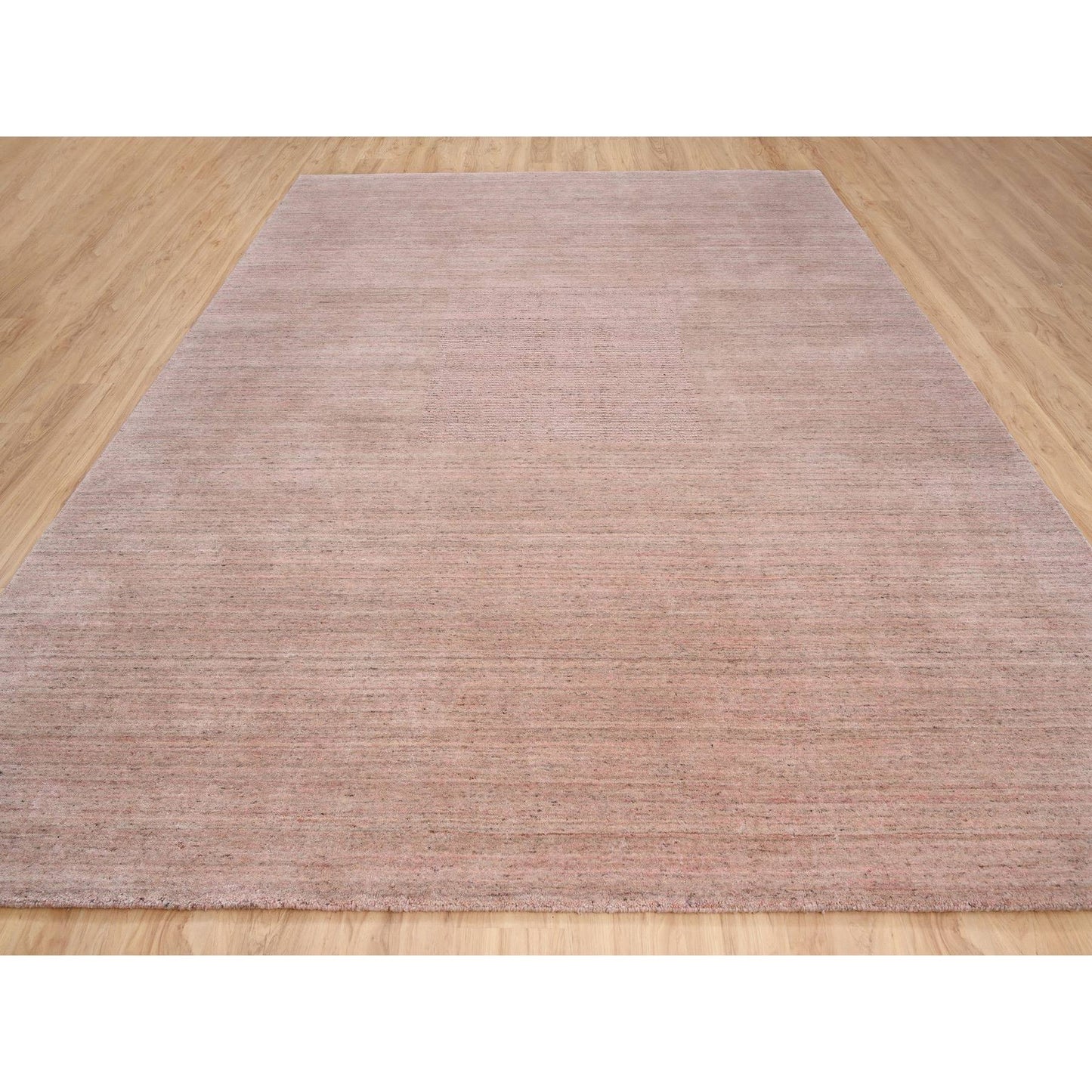 9'3"X12' Modern Design Hand Loomed Soft Wool Coral Pink Oriental Rug