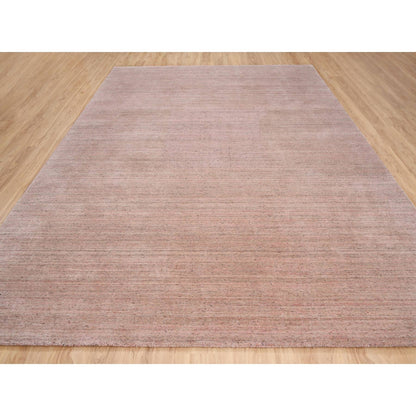 9'3"X12' Modern Design Hand Loomed Soft Wool Coral Pink Oriental Rug