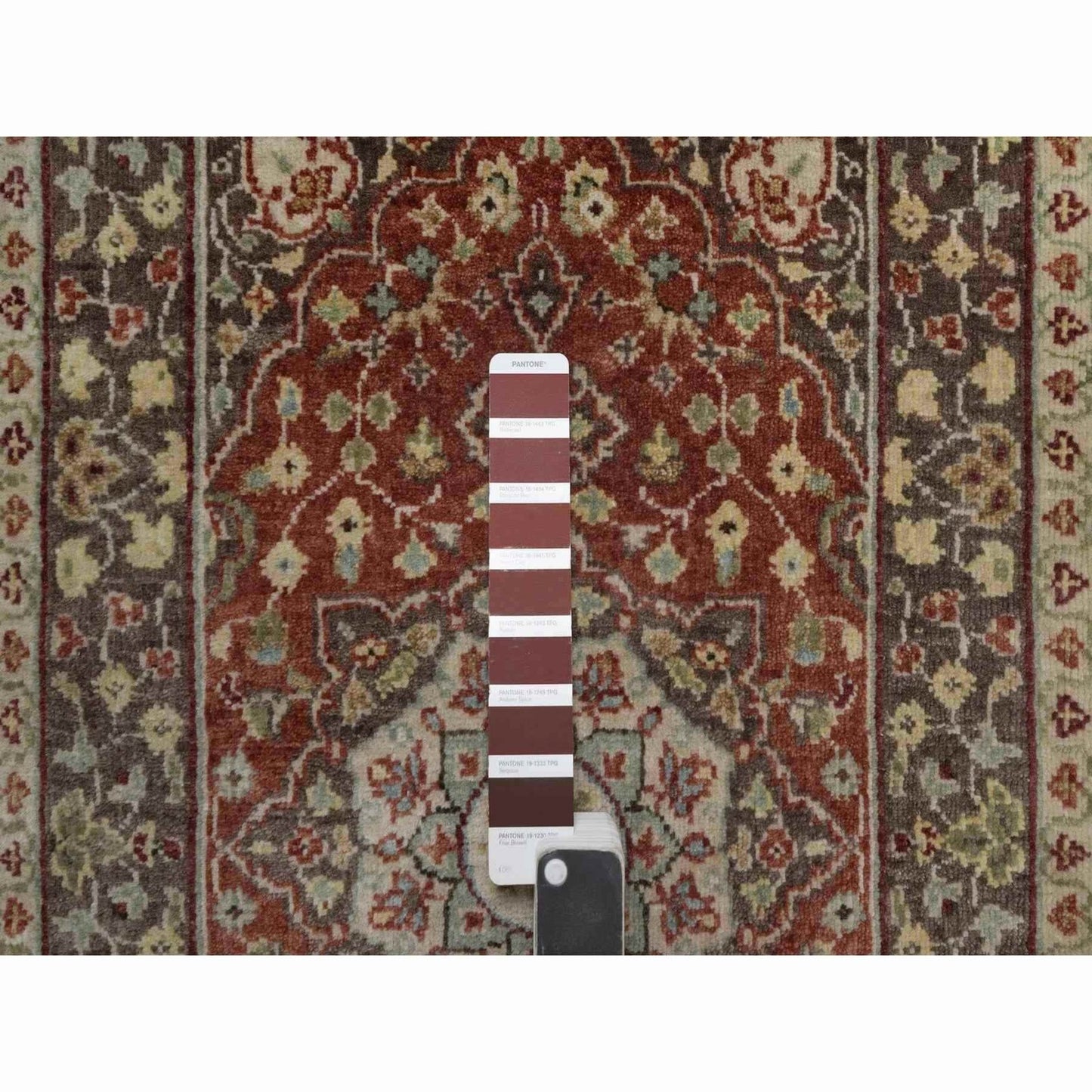 2'X3'1" Red Antiqued Tebraz Hand Knotted New Zealand Wool Mat Small Rug