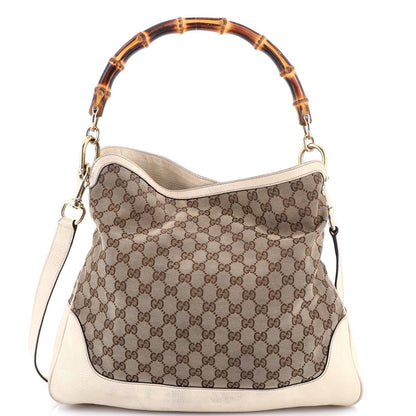 Gucci Diana Bamboo Shoulder Bag Gg Canvas Medium
