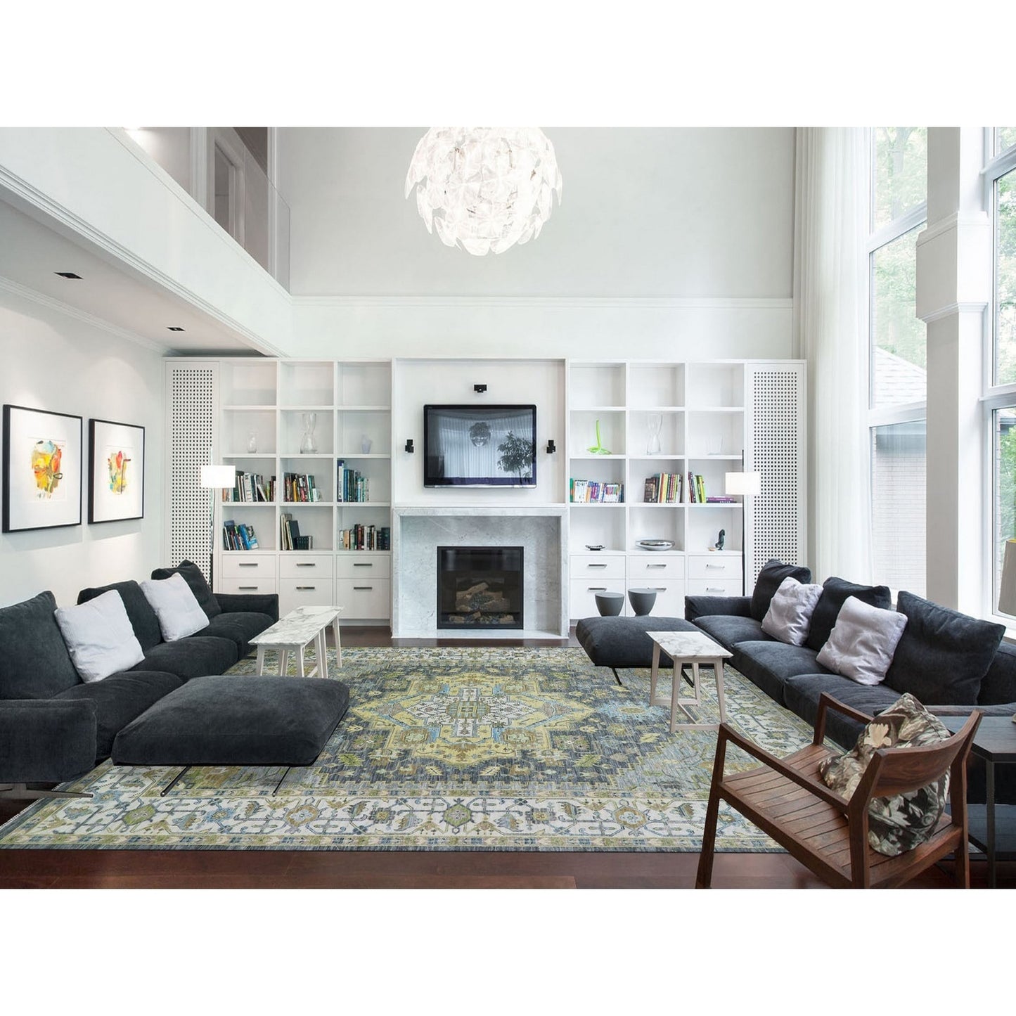 11'10"X14'9" Gray Oushak Weave 100% Wool Hand Knotted Oversized Rug