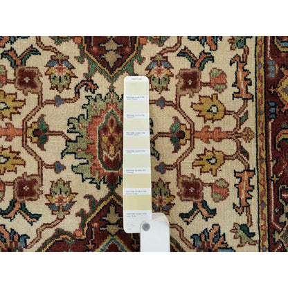 2'6"X18' Ivory Wool Heris Re-Creation Hand Knotted Xl Runner Oriental Rug