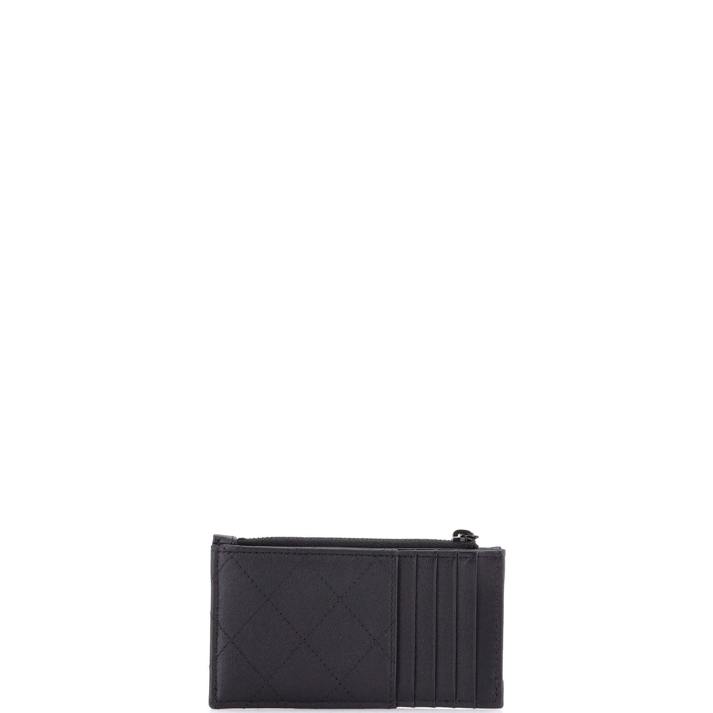 Chanel So Black Cc Zip Card Holder Quilted Lambskin