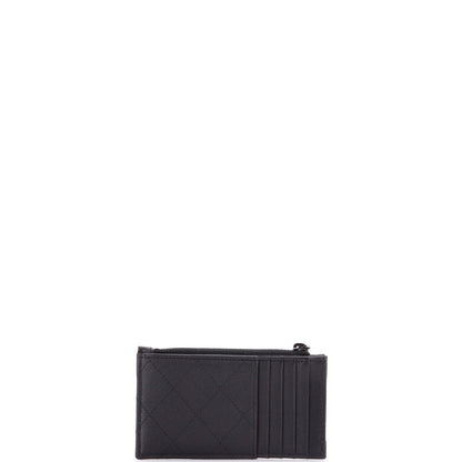 Chanel So Black Cc Zip Card Holder Quilted Lambskin
