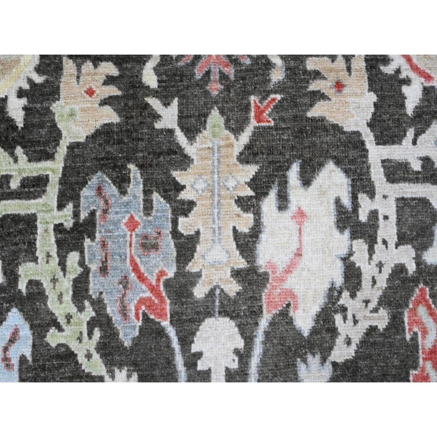 7'X12'3" Black Afghan Angora Oushak Hand Knotted 100% Wool Runner Rug