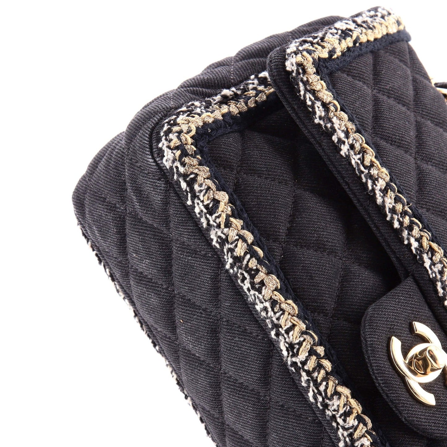 Chanel Classic Single Flap Bag Braided Quilted Denim Medium