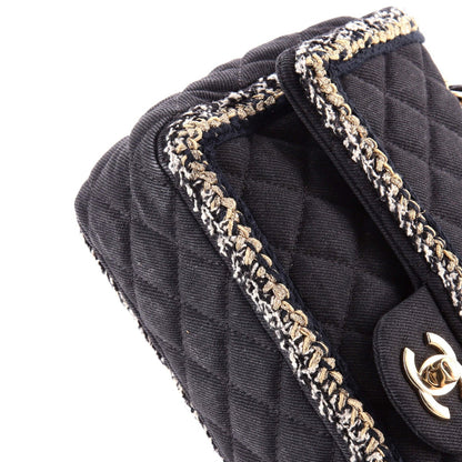 Chanel Classic Single Flap Bag Braided Quilted Denim Medium