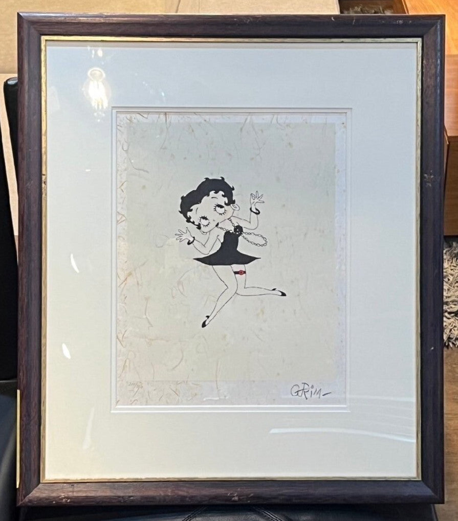 Framed Grim Natwick BettyBoop Lithograph Edition Autographed