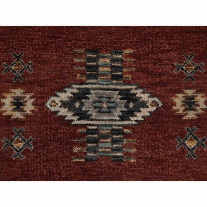2'7"X7'10" Red Southwest Design Wool Hand Knotted Runner Piled Rug