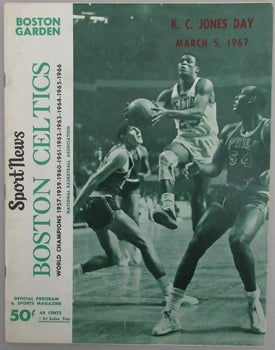 March 5, 1967 K.C. Jones Day Boston Celtics Vs. Los Angeles Lakers Game Program