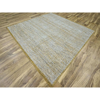 10'X10' Yellow Hand Knotted Rug Oxidized Grass Design Pure Wool Square