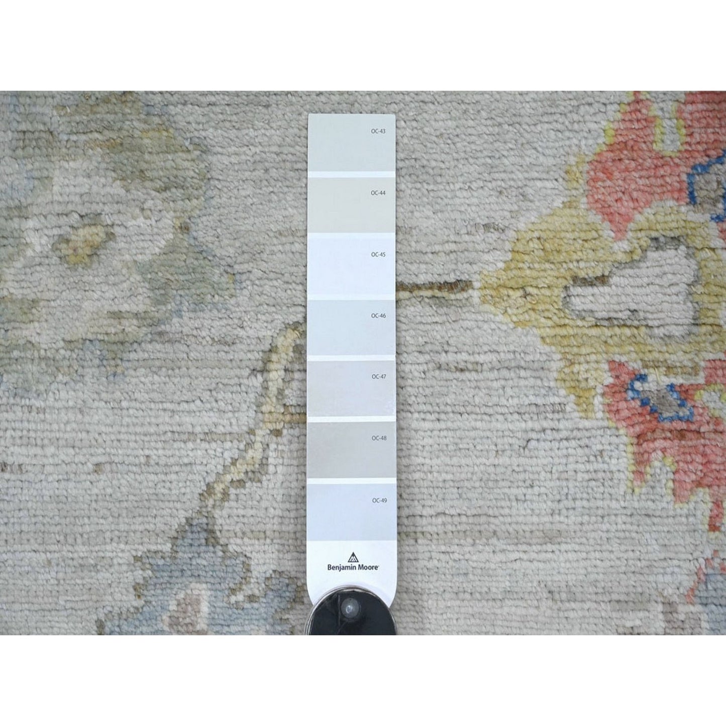 6'2"x8'10" Gray Afghan Angora Oushak Leaf Design Hand Knotted Wool Rug