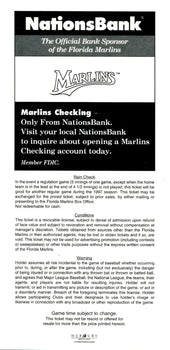 1997 Opening Day Marlins Vs Cubs Full Game Ticket