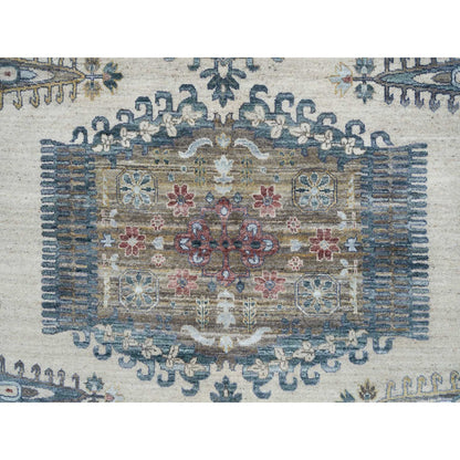 12'X12' Ivory Hand Knotted Reimagined Viss Design Natural Wool Round Rug