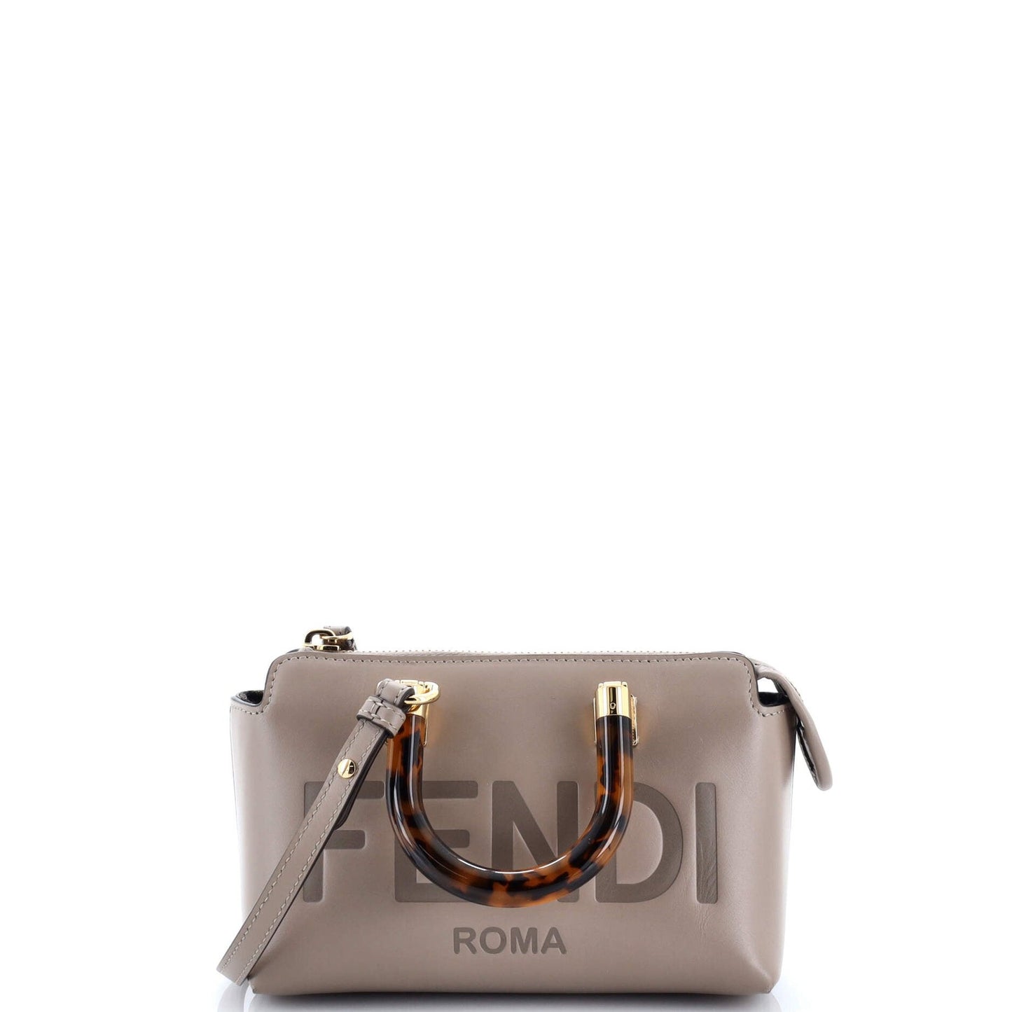 Fendi Logo By The Way Top Handle Bag Embossed Leather Mini