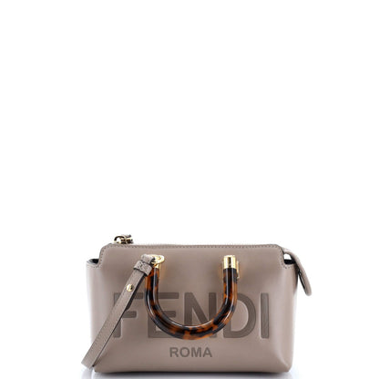 Fendi Logo By The Way Top Handle Bag Embossed Leather Mini