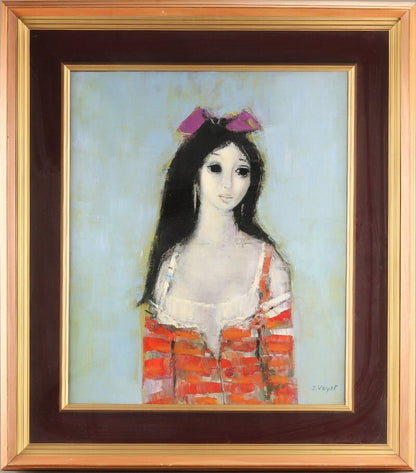 Jacques Voyet (French) Signed Original Painting Oil On Canvas Framed - Girl
