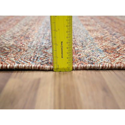 2'6"X10'2" Red Small Geometric Pattern Soft Wool Hand Knotted Runner Rug