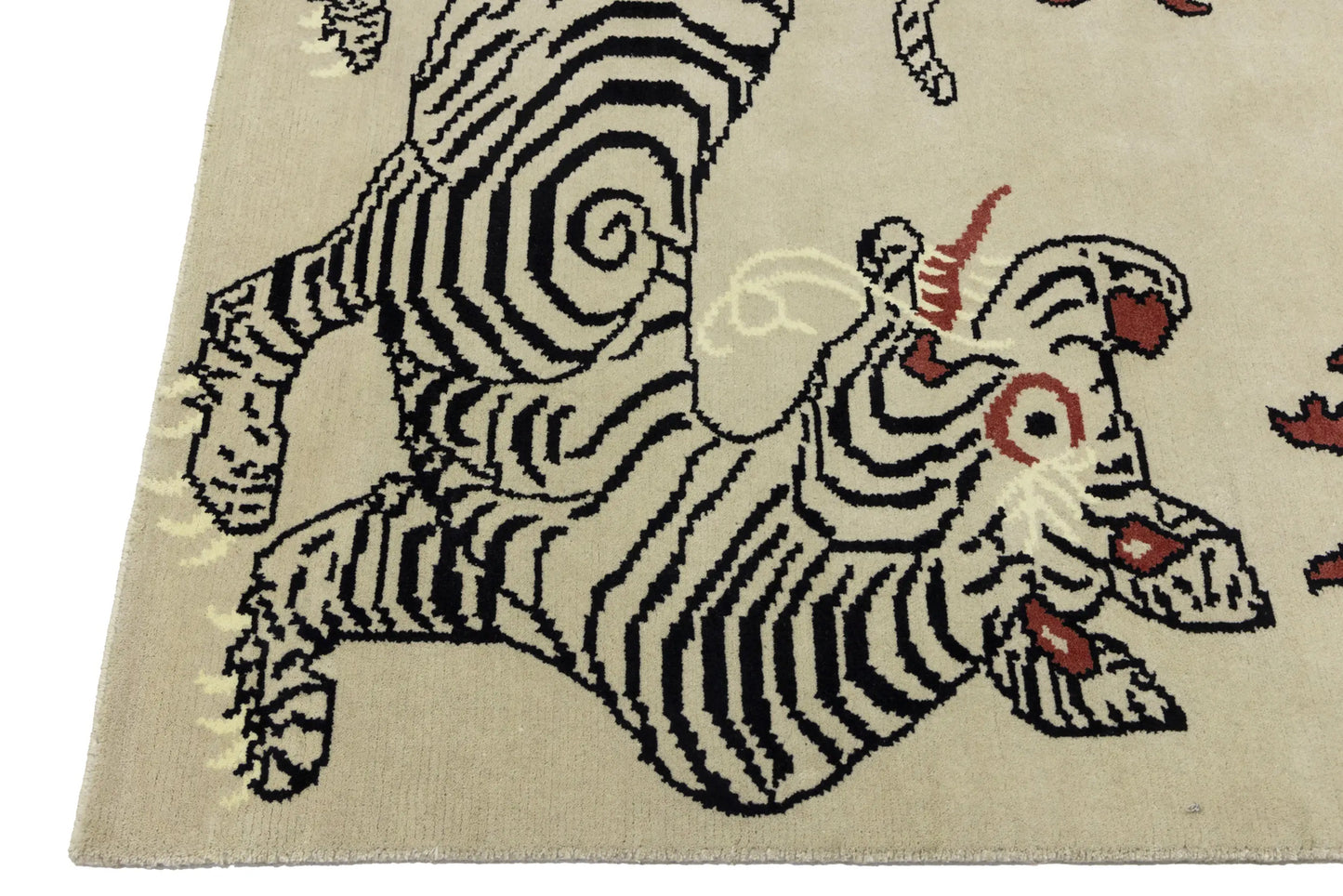Nepali Tiger Oriental Rug Wool Tribal Modern