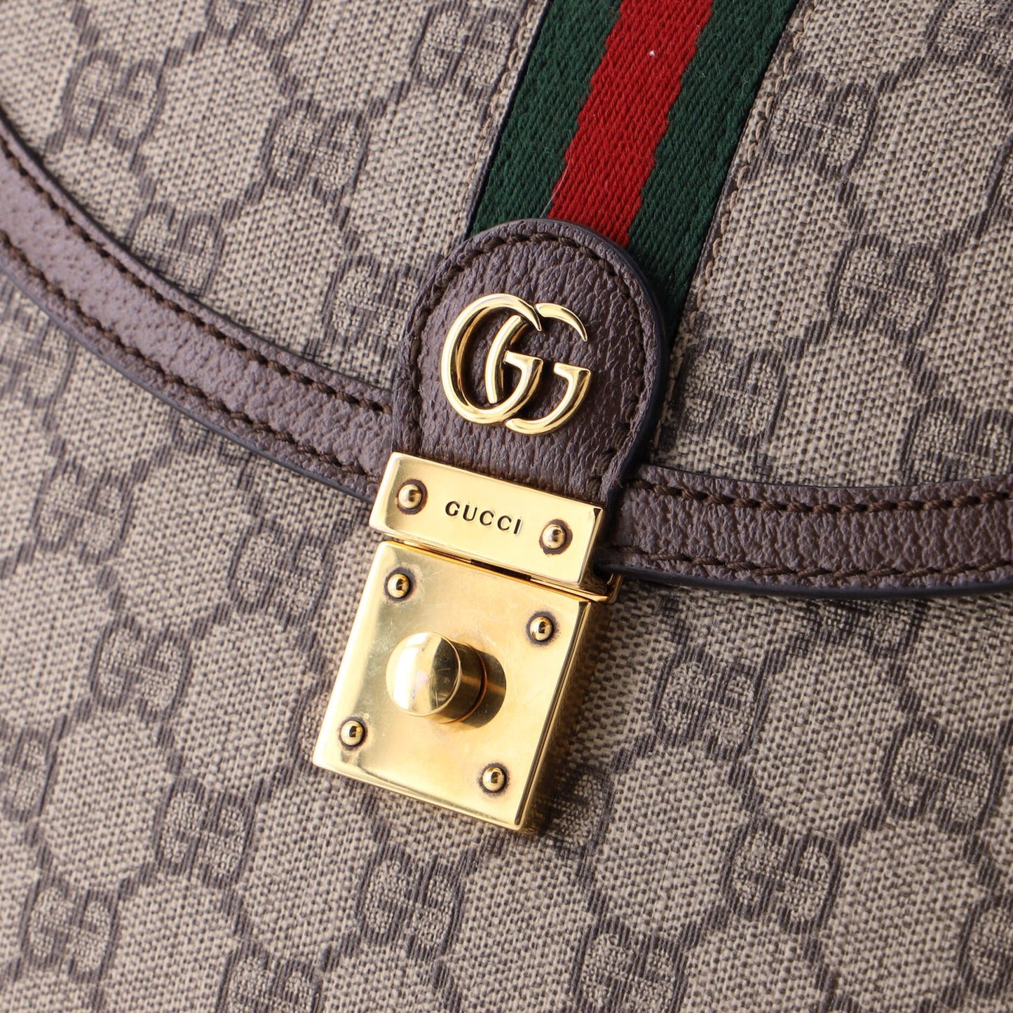 Gucci Ophidia Flap Top Handle Bag Gg Coated Canvas Small