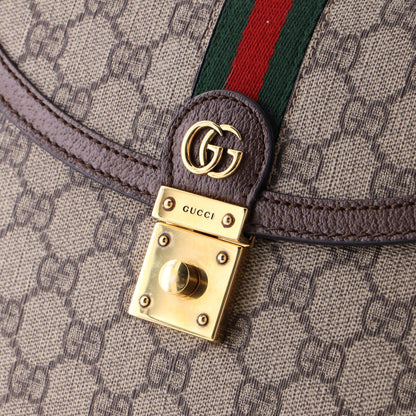 Gucci Ophidia Flap Top Handle Bag Gg Coated Canvas Small