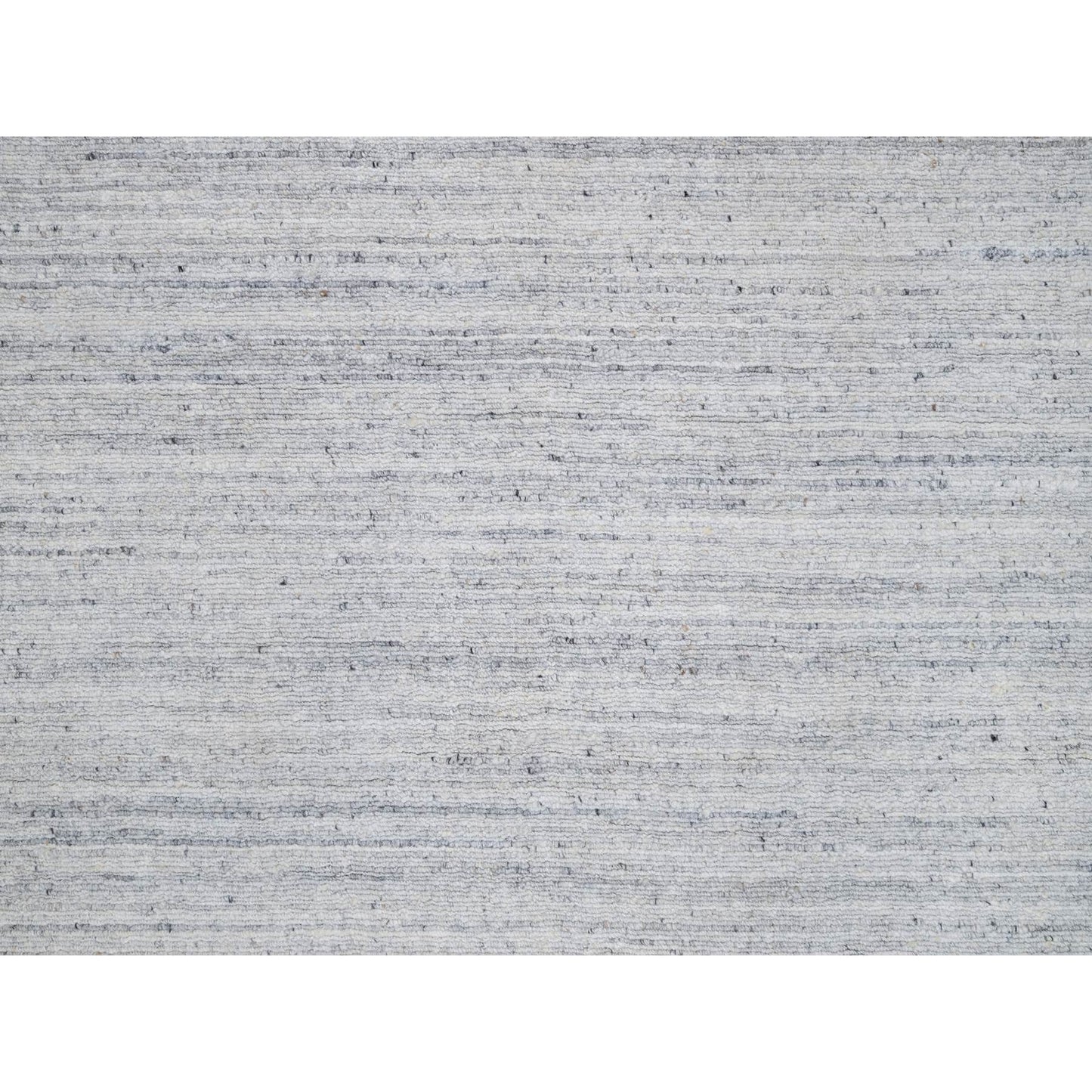 12'X18' White Plain Modern Striae Design Hand Loomed Wool Oversized Rug