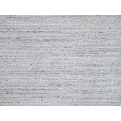 12'X18' White Plain Modern Striae Design Hand Loomed Wool Oversized Rug