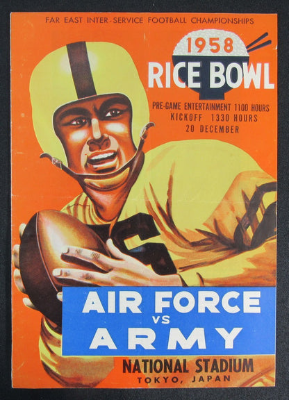1958 Rice Bowl Air Force Vs. Army Military Football Game Program At Tokyo, Japan