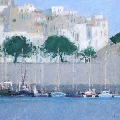 Andr Bourri Original Oil Painting "Port Of Pescola" Signed French Artist