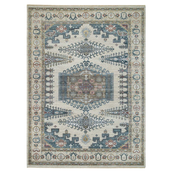 9'X12' Ivory Hand Knotted Wool Reimagined Viss Design Oriental Rug