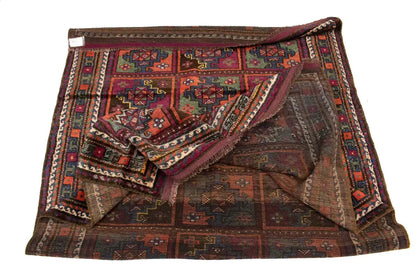 Vintage Violet Brown Oriental Rug Tribal Design