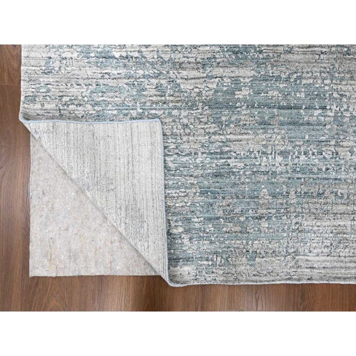 8'3"X10' Gray Hand Loomed Wool And Plant Based Silk Modern Design Rug