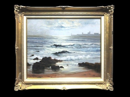 Framed Lucien Chenu Oil Painting Seascape Waves Signed French Art 12F