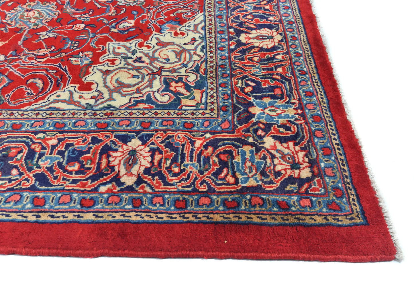 Hand-knotted oriental rug vintage red floral design traditional carpet 7x10