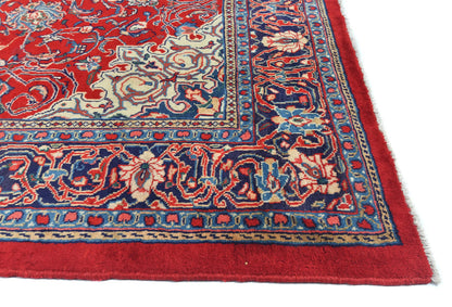 Hand-knotted oriental rug vintage red floral design traditional carpet 7x10