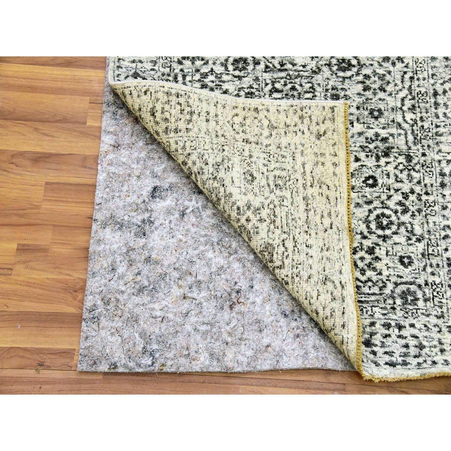 2'10"X21'10" White Mamluk Dynasty Undyed Wool Hand Knotted Runner Rug