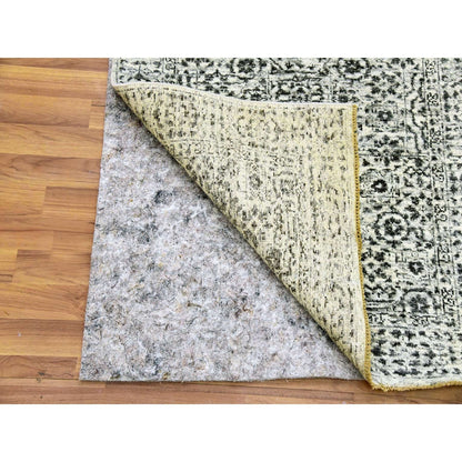 2'10"X21'10" White Mamluk Dynasty Undyed Wool Hand Knotted Runner Rug