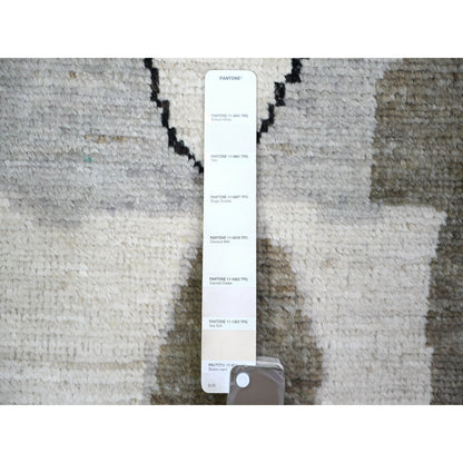 7'4"X9'6" Ivory Wool Hand Knotted Beni Ourain Moroccan Berber Design Rug