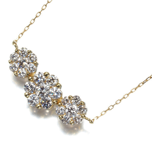 Diamond 0.50Ct Flower Necklace 18K 750 Yellow Gold