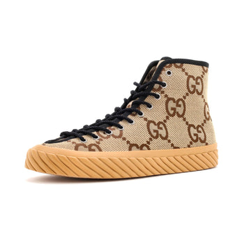 Gucci Men'S Tortuga High Top Sneakers Jumbo Gg Canvas