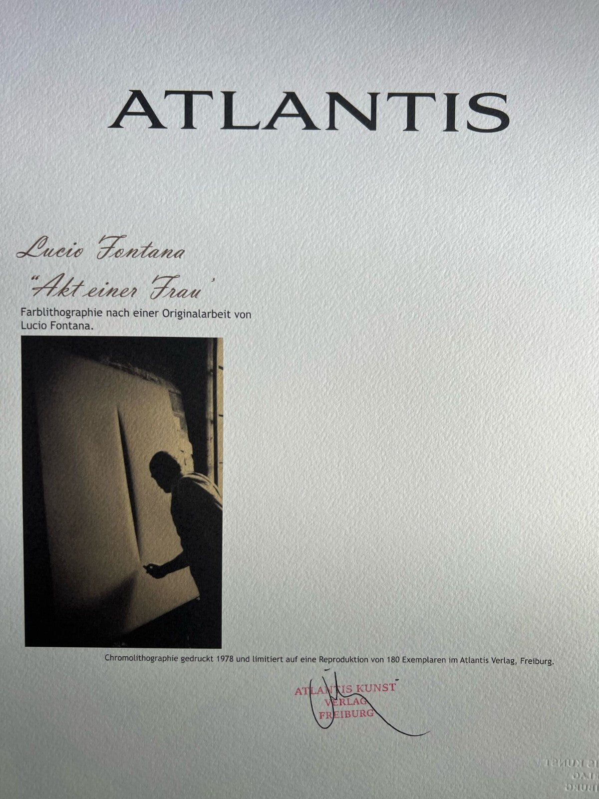 Lucio Fontana Lithograph 1978 Coa Signed In Pen Numbered In Pencil